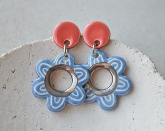 Handmade floral ceramic earrings