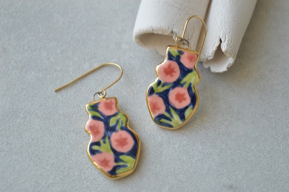 Potter's gift, vase earrings, handmade ceramic drop earrings, Christmas present