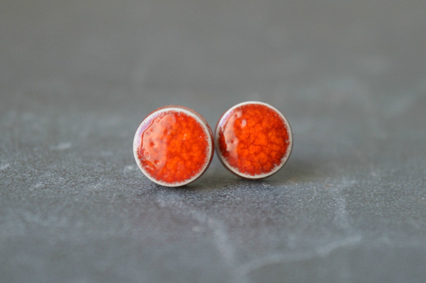 Coral red ceramic stud earring contemporary ceramic jewelry Etsy