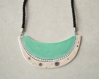 Organic statement necklace, chunky everyday geometric ceramic jewelry