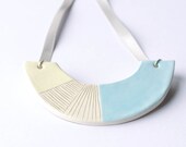 Ceramic necklace, pastel blue geometric necklace, geometric statement jewellery,