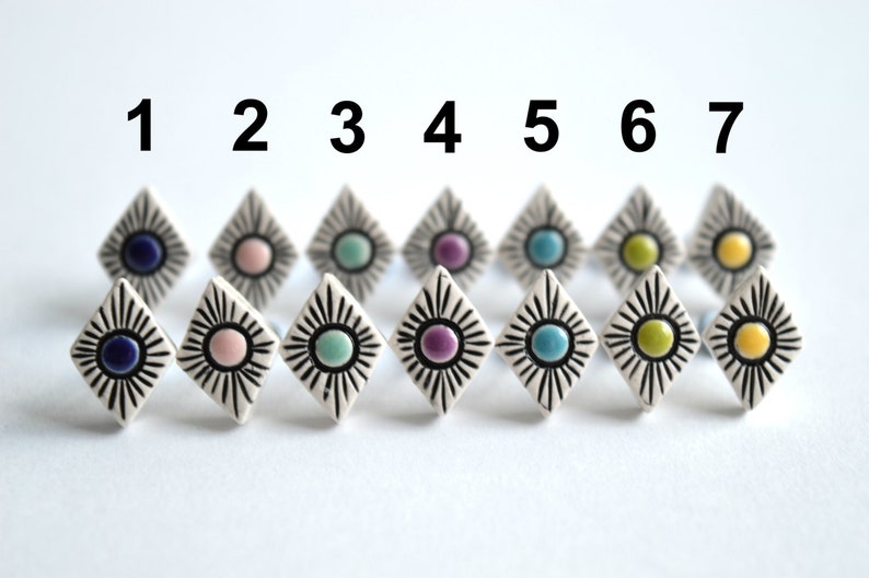 Geometric stud earrings contemporary ceramic jewelry Etsy
