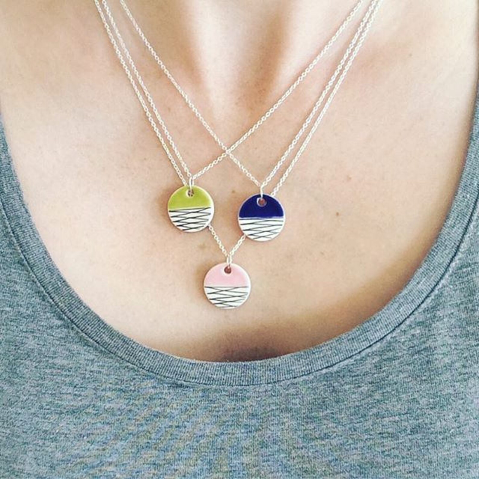 Ceramic Pendant Necklace Colourful Ceramic Jewelry Gift for Etsy