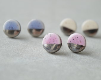 Modern ceramic earring studs platinum dipped