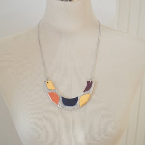 Colorblock statement necklace, handmade geometric ceramic jewelry, Christmas gifts for her image 5