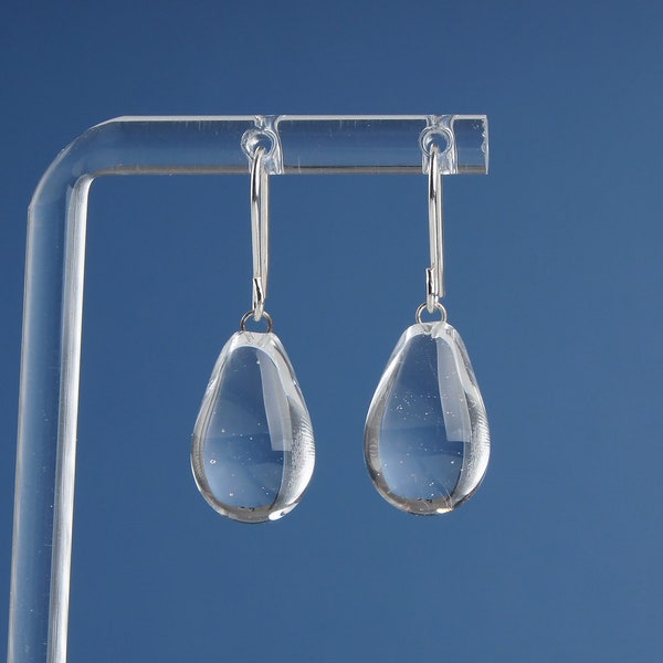 Clear glass teardrop earrings Glass drop earrings Tear drop earrings dangle Water drop earrings Small teardrop earrings Small drop earrings