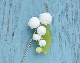 Maiglöckchen Brosche pin Weiße Blume Brosche für Frauen Frühling Schmuck Natur Schmuck Maiglöckchen Schmuck
