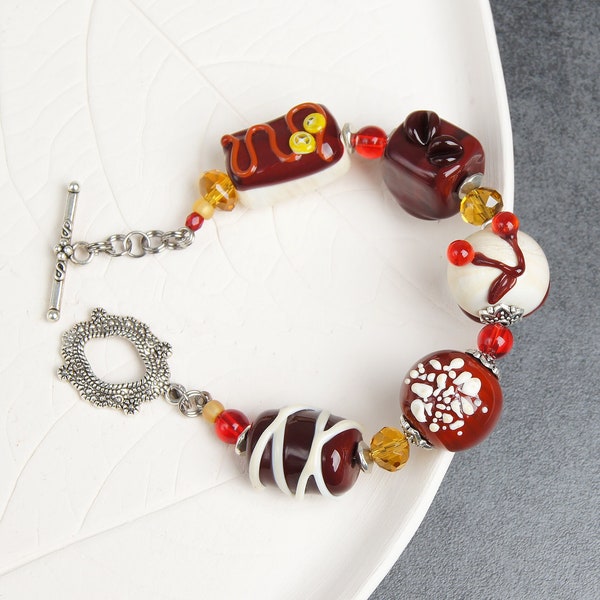 Chocolate candy bracelet Kawaii bracelet Chocolate bracelet Sweets bracelet Chocolate food jewelry Chunky bracelet for women Candy jewelry