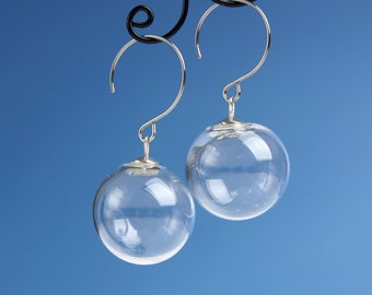 Clear glass bubble earrings Glass ball earrings Clear earrings dangle Sphere drop earrings Transparent earrings Glass earrings