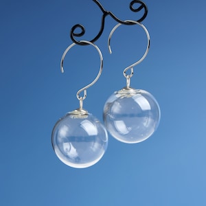 Blown glass earrings • Transparent drop earrings • Clear sphere bubble jewelry • Glass ball dangle earrings • Minimalist gift for her