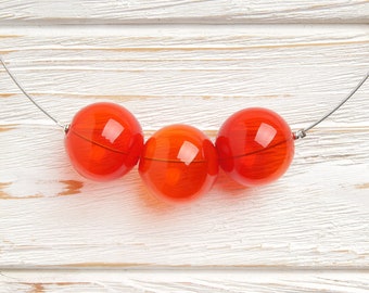 Red necklace Glass bubble necklace Glass ball necklace Bold chunky necklace Large bead necklace Red glass necklace Red statement necklace