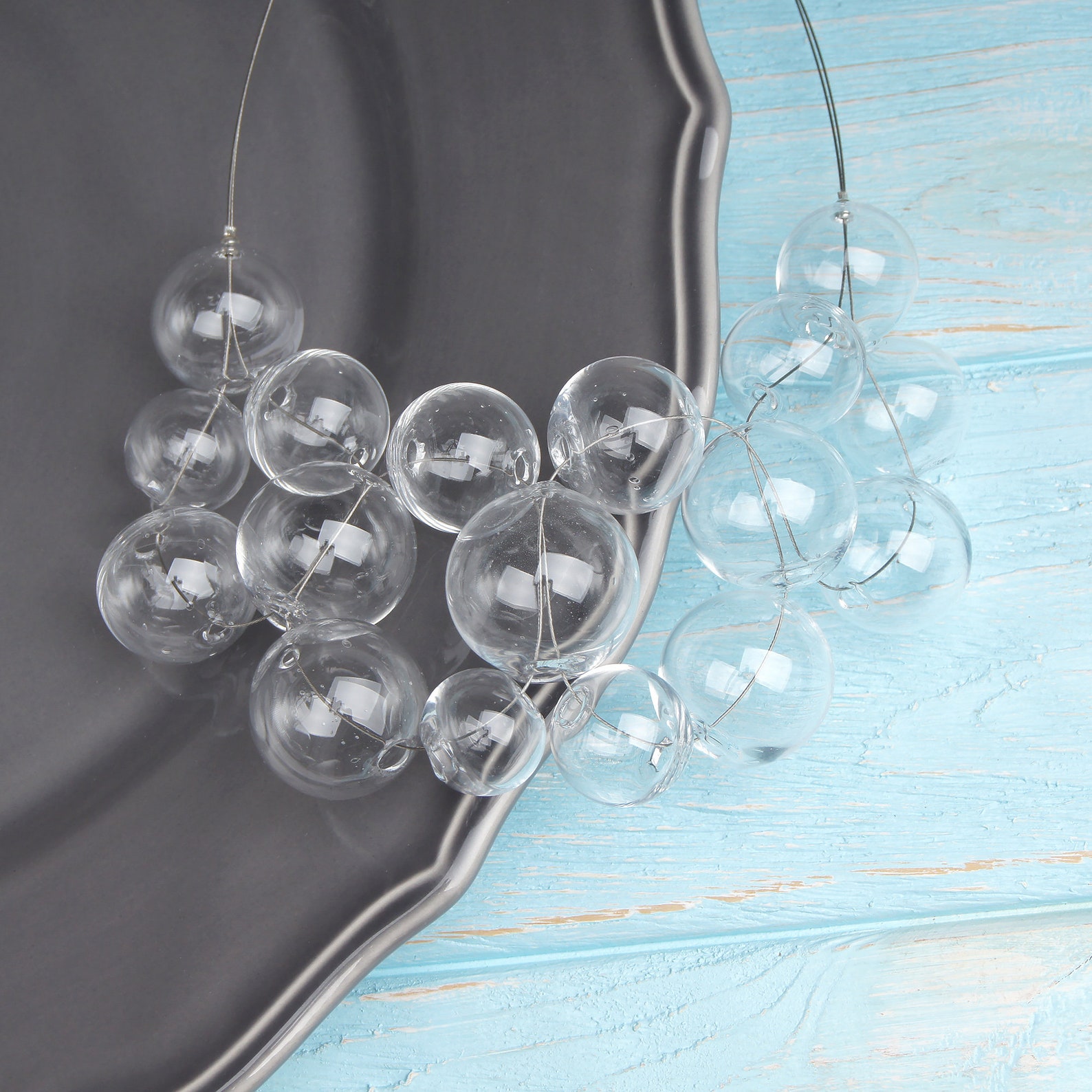 Clear glass bubble necklace Clear bib necklace Bold statement Etsy