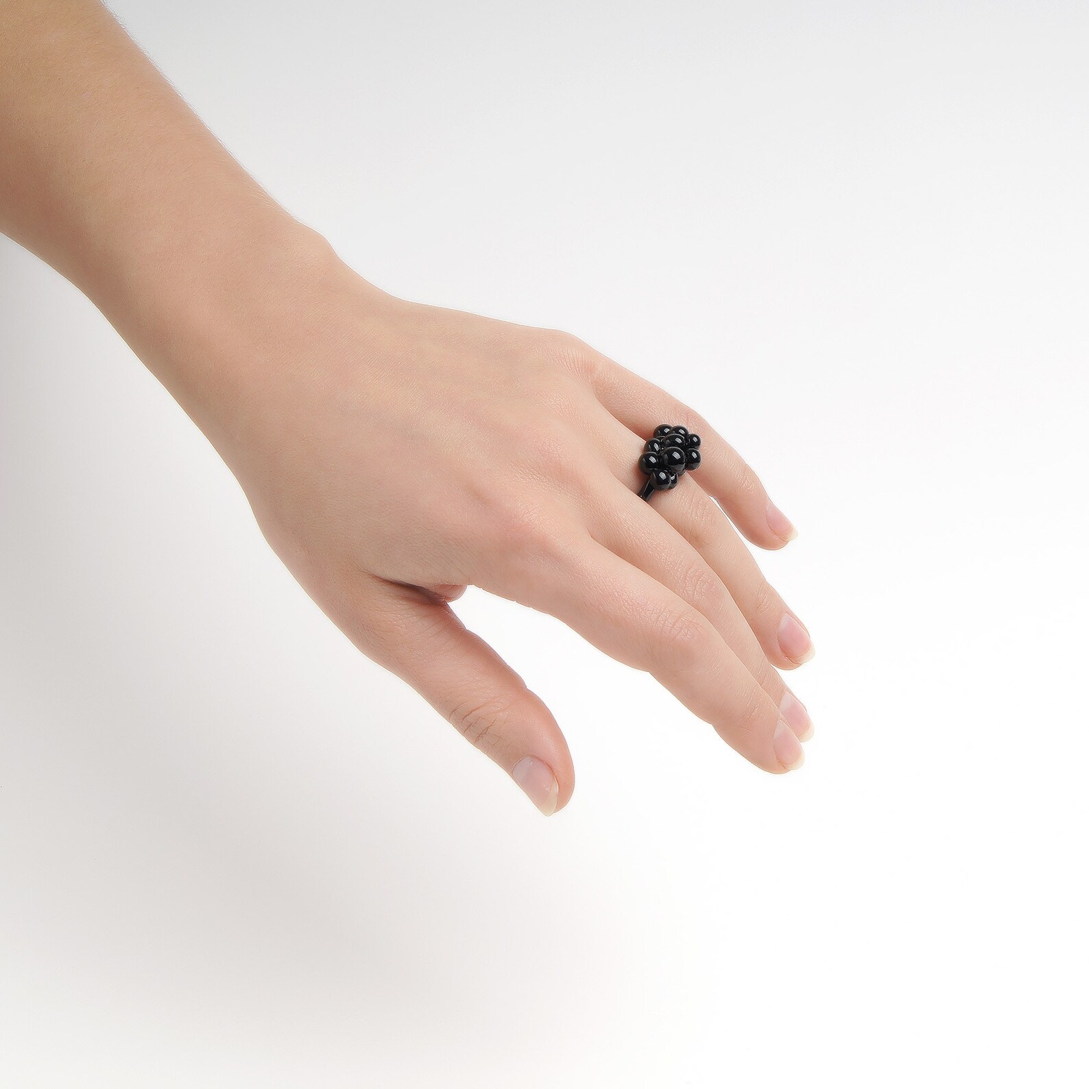 Black Cocktail Ring Chunky Black Ring Black Cluster Ring Big | Etsy