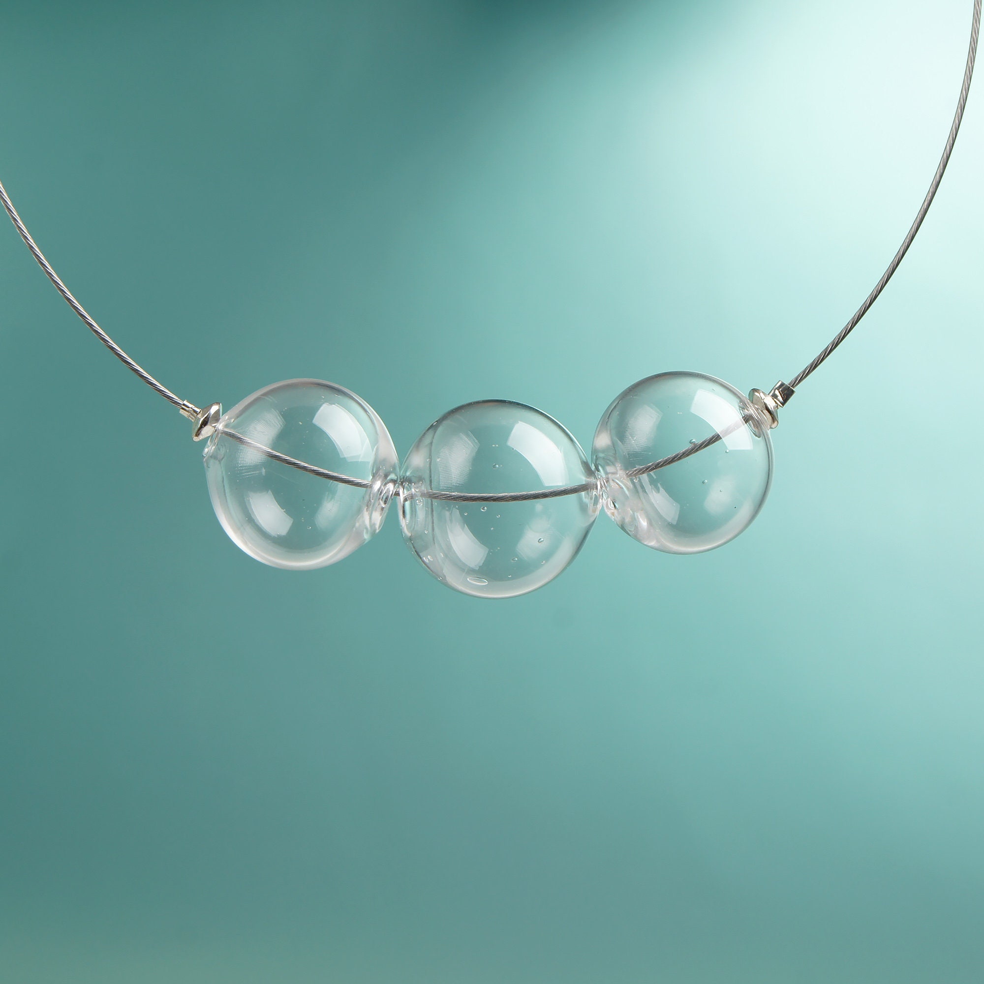Clear glass bubble necklace Clear glass ball necklace Big bead Etsy