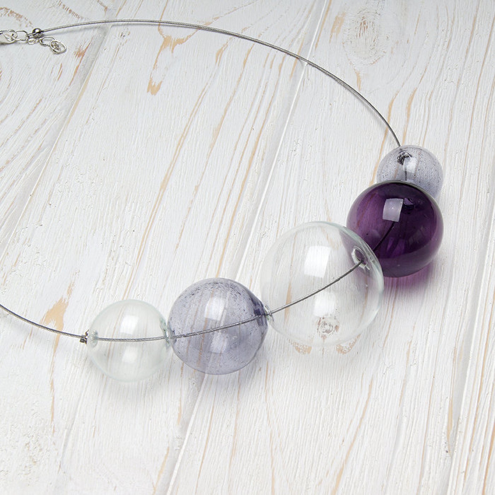 Dark purple necklace Bold chunky necklace Glass bubble Etsy
