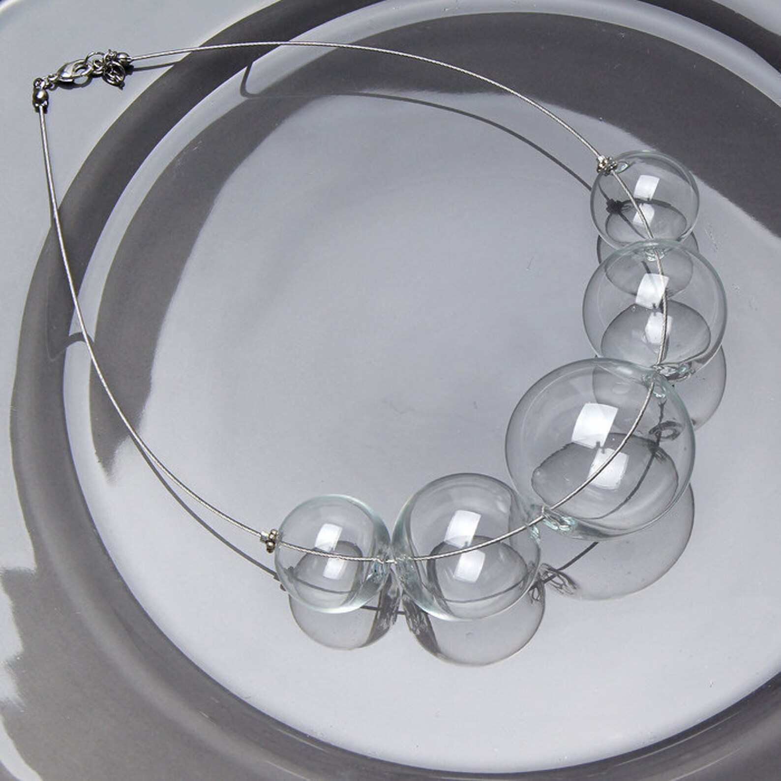 Clear ball necklace Bold chunky necklace Clear glass bubble Etsy