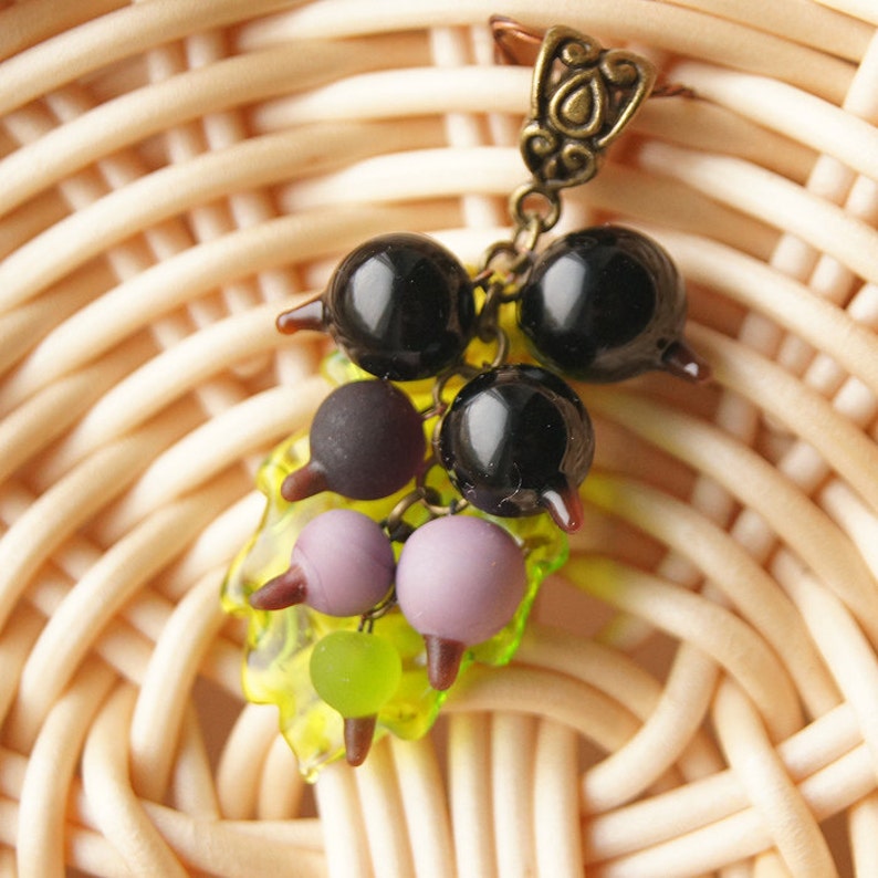 Black currant necklace Glass berry necklace Nature jewelry Etsy