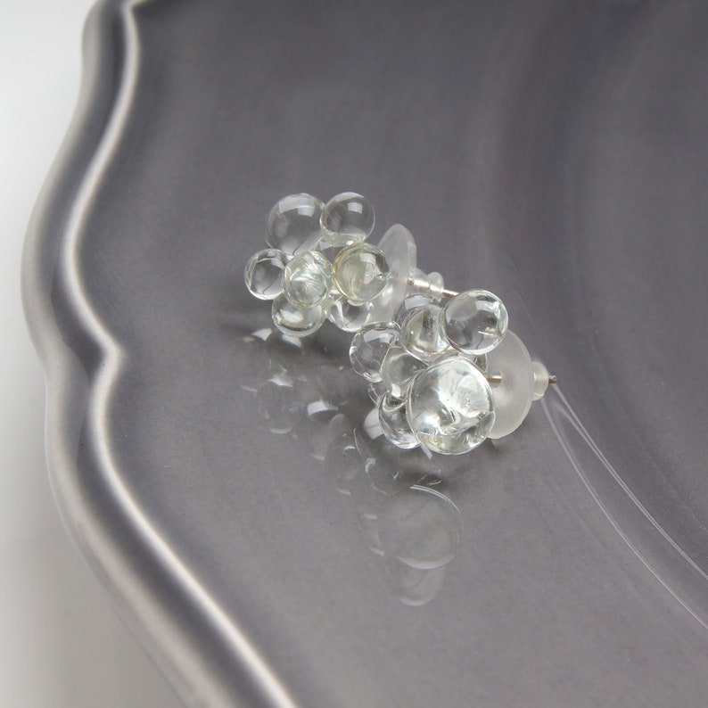 Glass bubble earrings Clear glass earrings Simple transparent Etsy