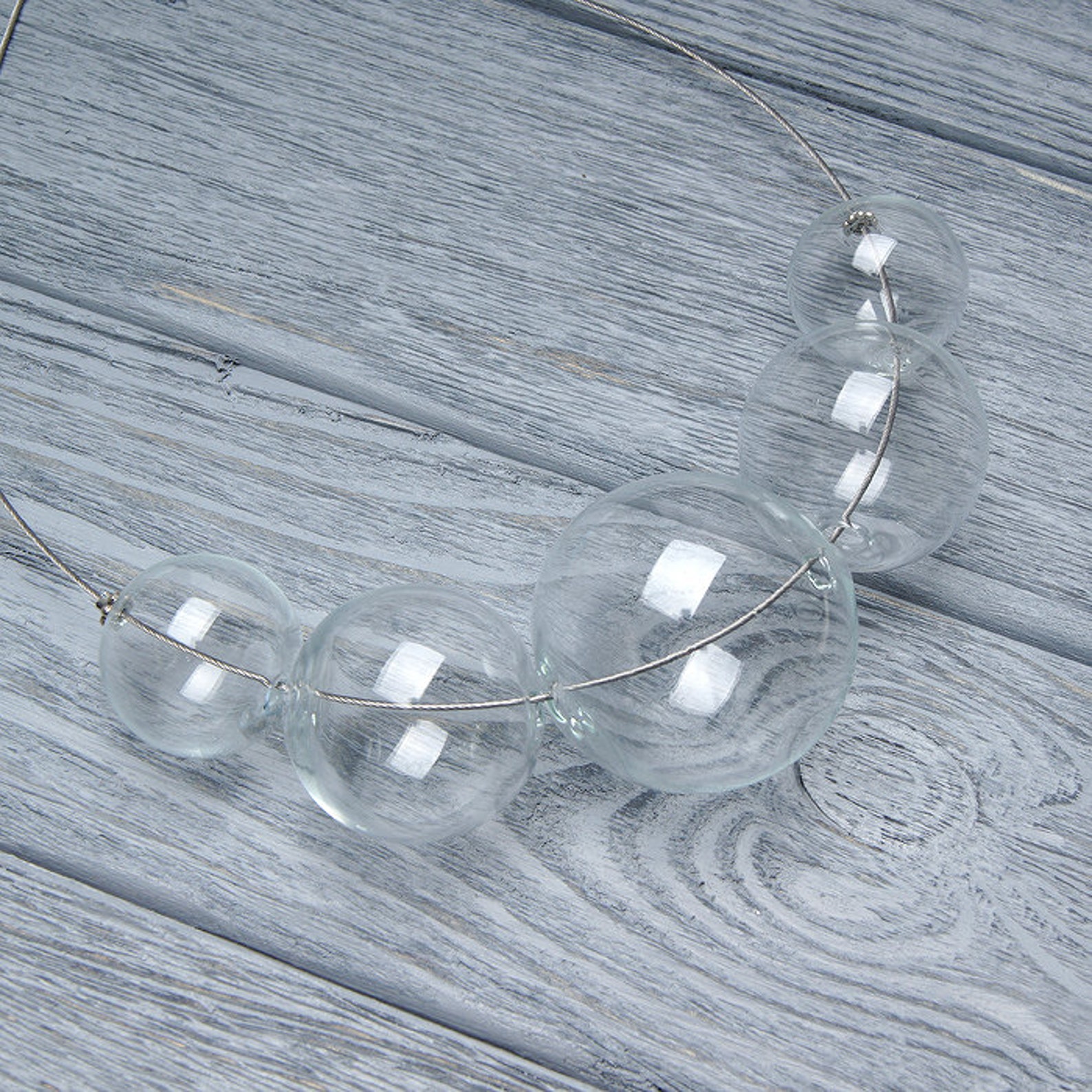 Clear ball necklace Bold chunky necklace Clear glass bubble Etsy