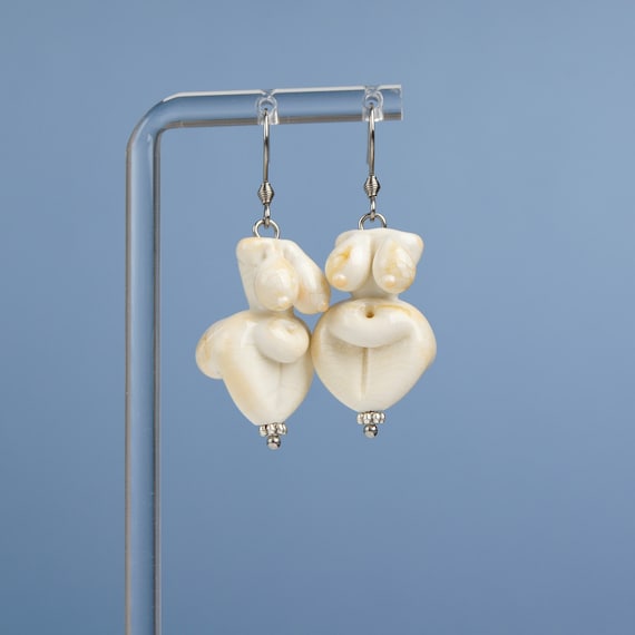 Aphrodite goddess sculptural dangle earrings • Unique boho handmade statement jewelry • Blown glass fantasy art