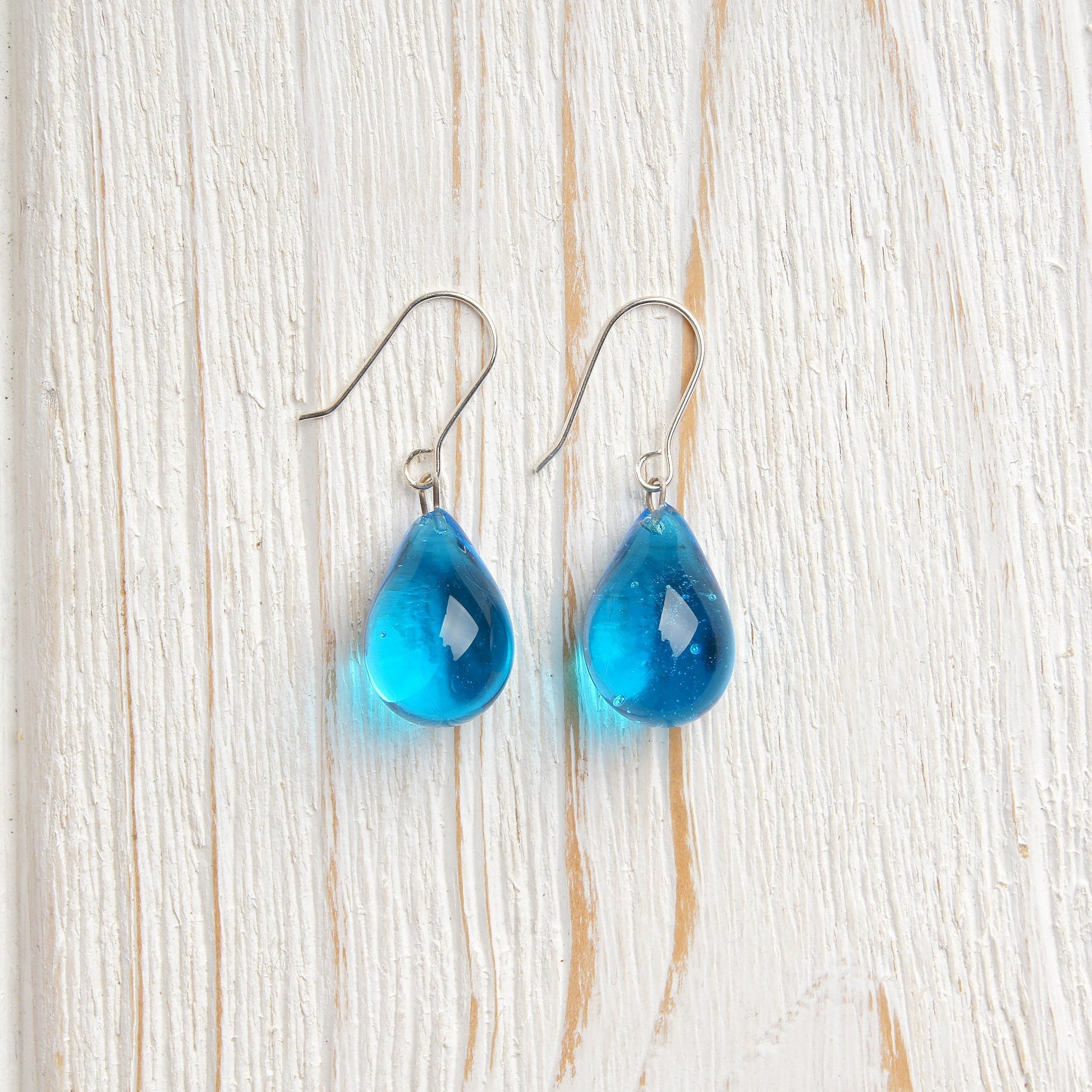 Small blue teardrop earrings Light blue drop earrings Bright Etsy