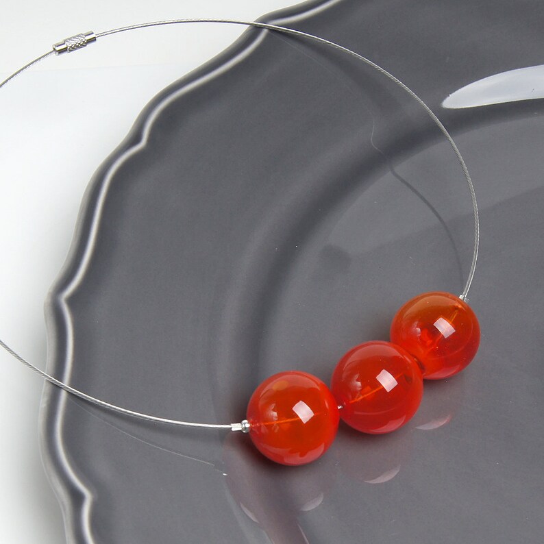 Red Necklace Glass Bubble Necklace Glass Ball Necklace Bold Etsy