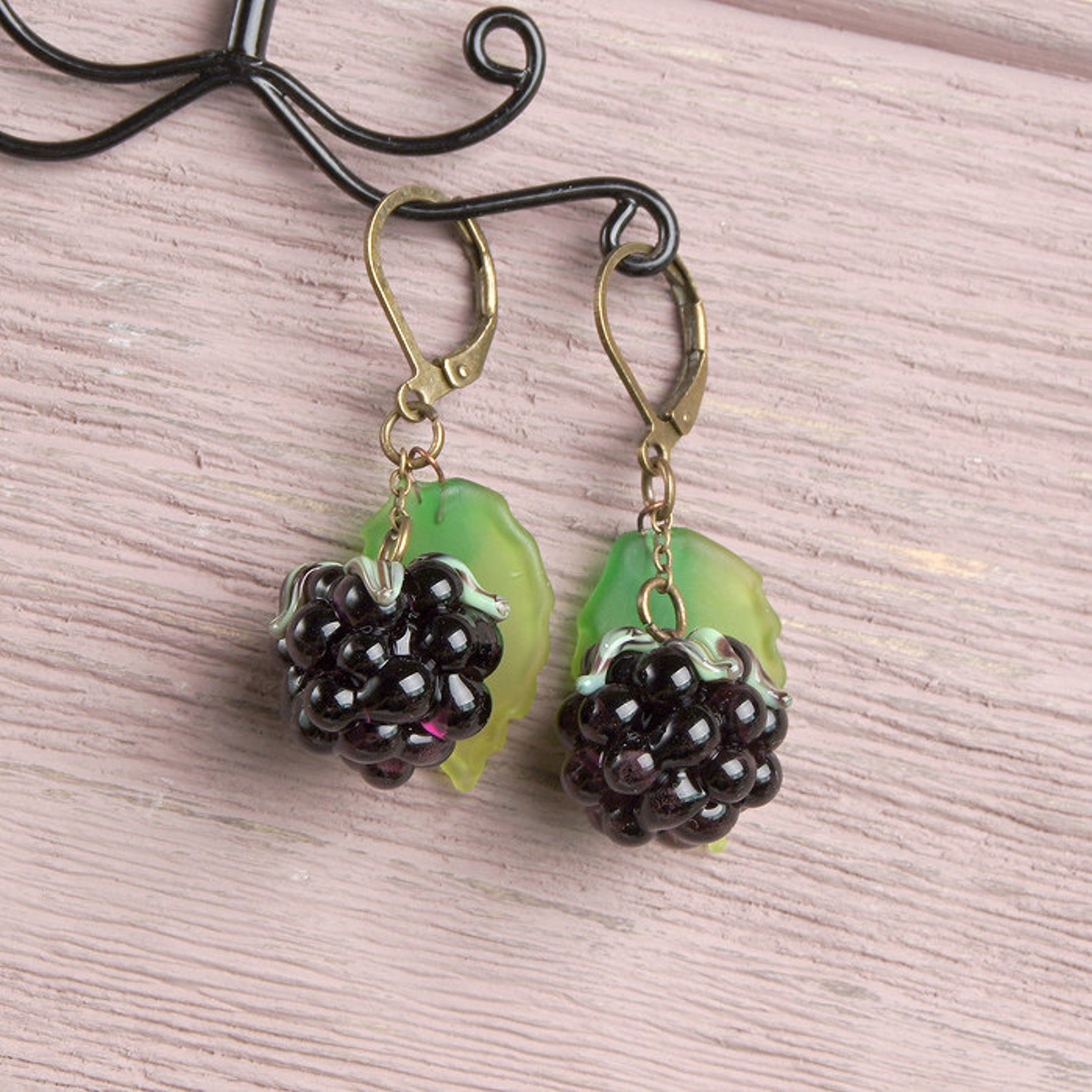Blackberry earrings Black berry earrings Nature earrings | Etsy