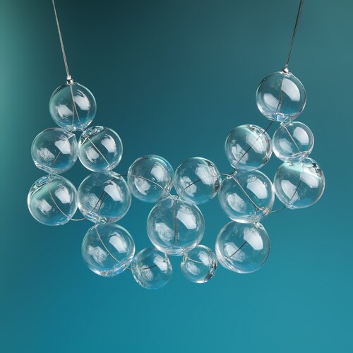 Clear Ball Necklace Bold Chunky Necklace Clear Glass Bubble Etsy