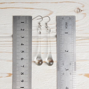 Elegante lange Tropfen Ohrringe • Mundgeblasenes Glas minimalistischen modernen Schmuck • Skulpturale zeitgenössischen baumeln Wassertropfen Bild 9