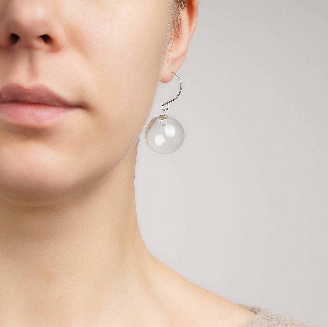 Clear glass bubble earrings Glass ball earrings Clear earrings Etsy
