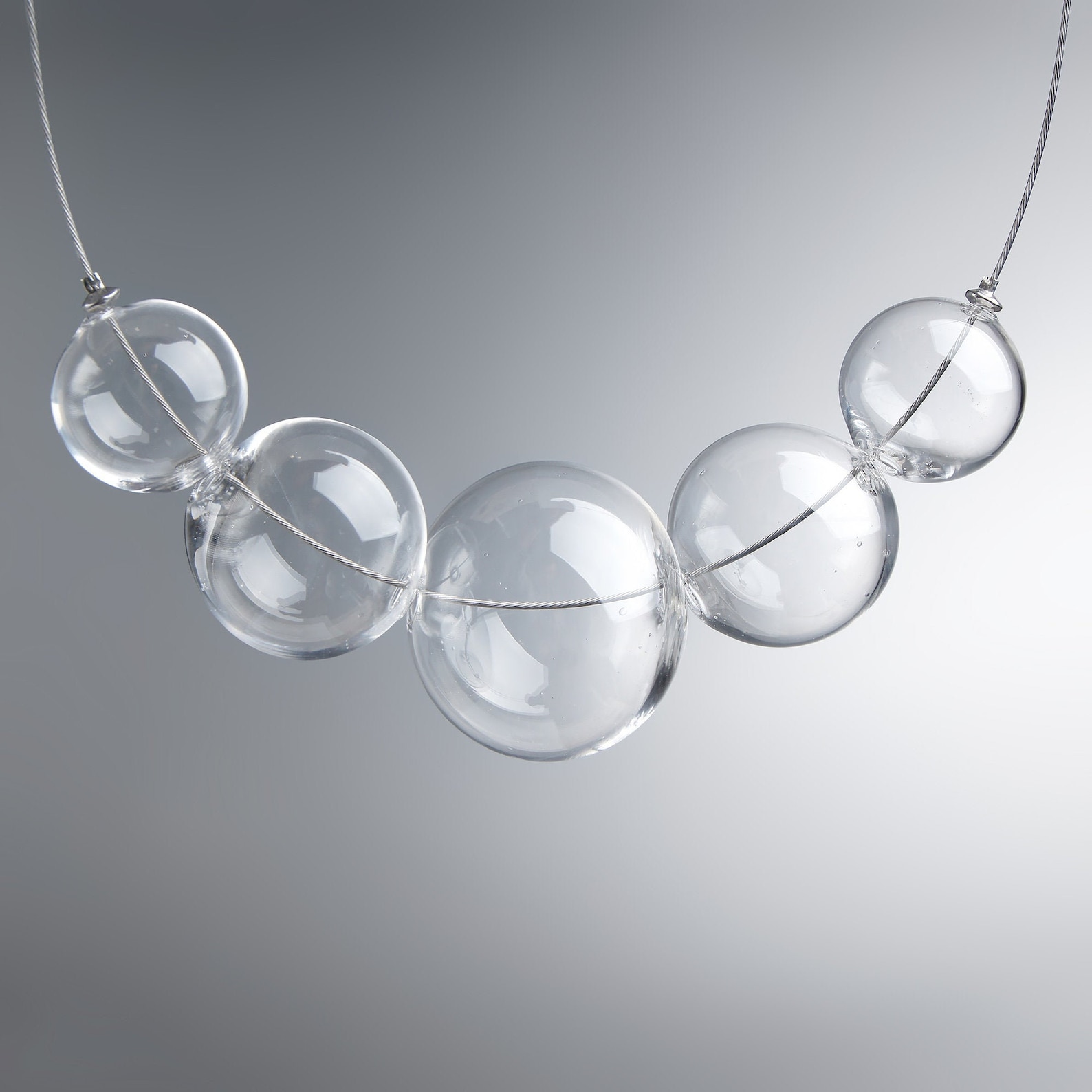 Clear ball necklace Bold chunky necklace Clear glass bubble Etsy