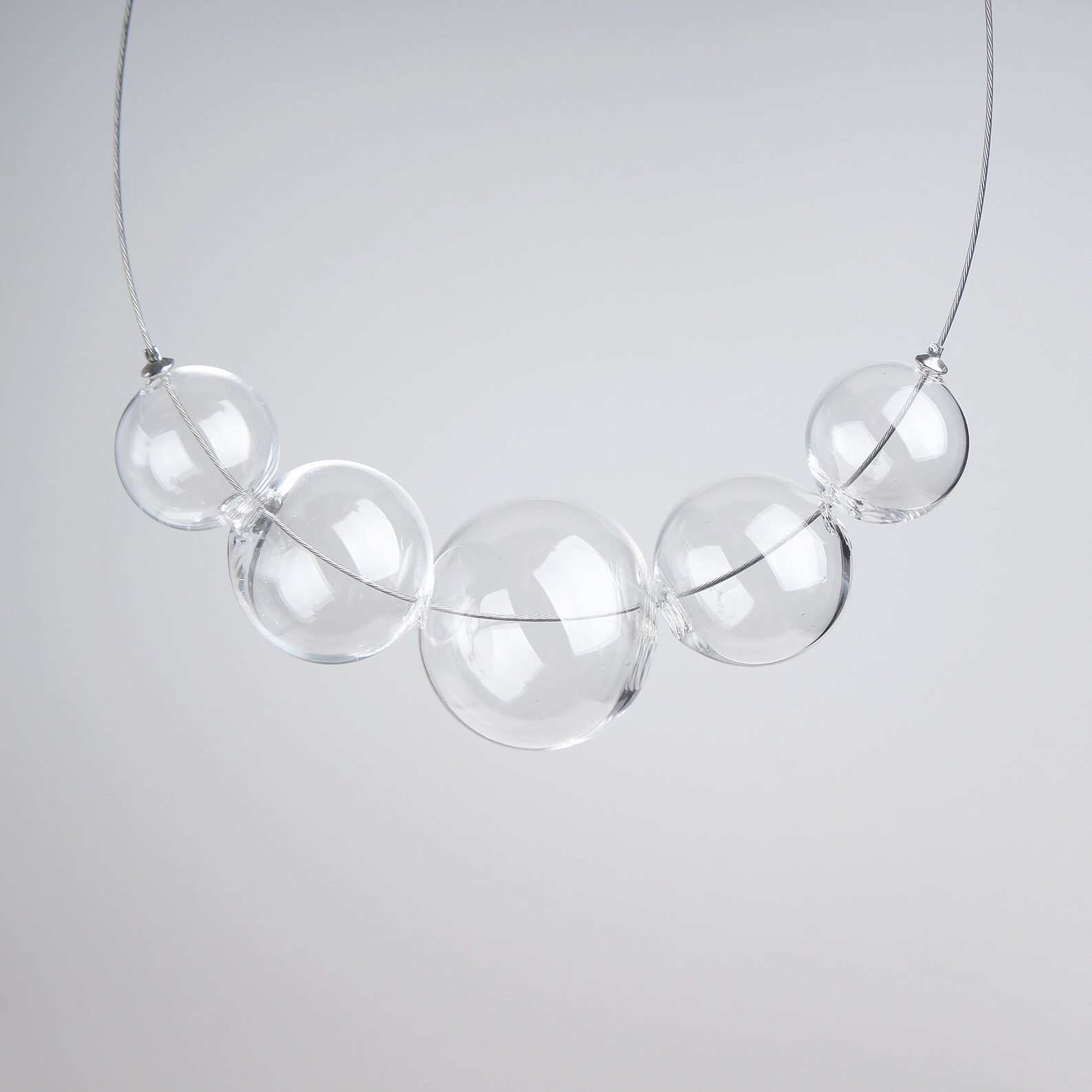 Clear ball necklace Bold chunky necklace Clear glass bubble Etsy