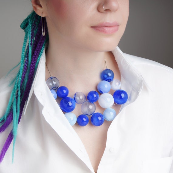 Blue Jasper Chunky Necklace Gem Chunky Statement Jewelry Made in the USA |  eBay