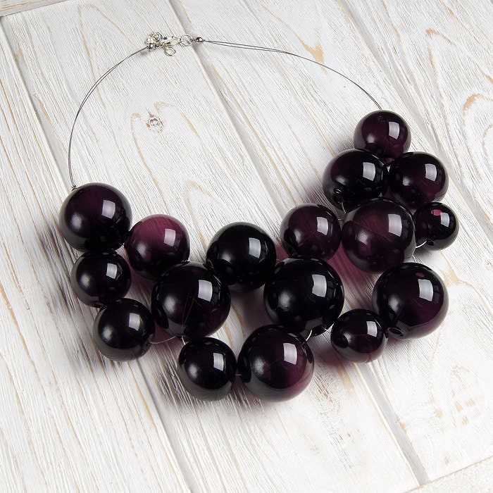 ◇BLACKPURPLE◇ 4p Big Ball Chain BBBB Necklace 4P Big Ball Chain BBBB Necklace - BLACKPURPLE_USD