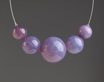 Purple glass necklace Glass bubble necklace Bold chunky necklace Large bead necklace Big glass ball necklace Purple statement necklace