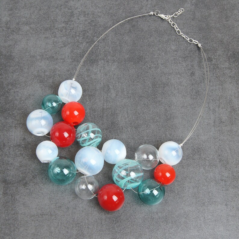 Colorful beaded necklace Big bead necklace Bold chunky Etsy