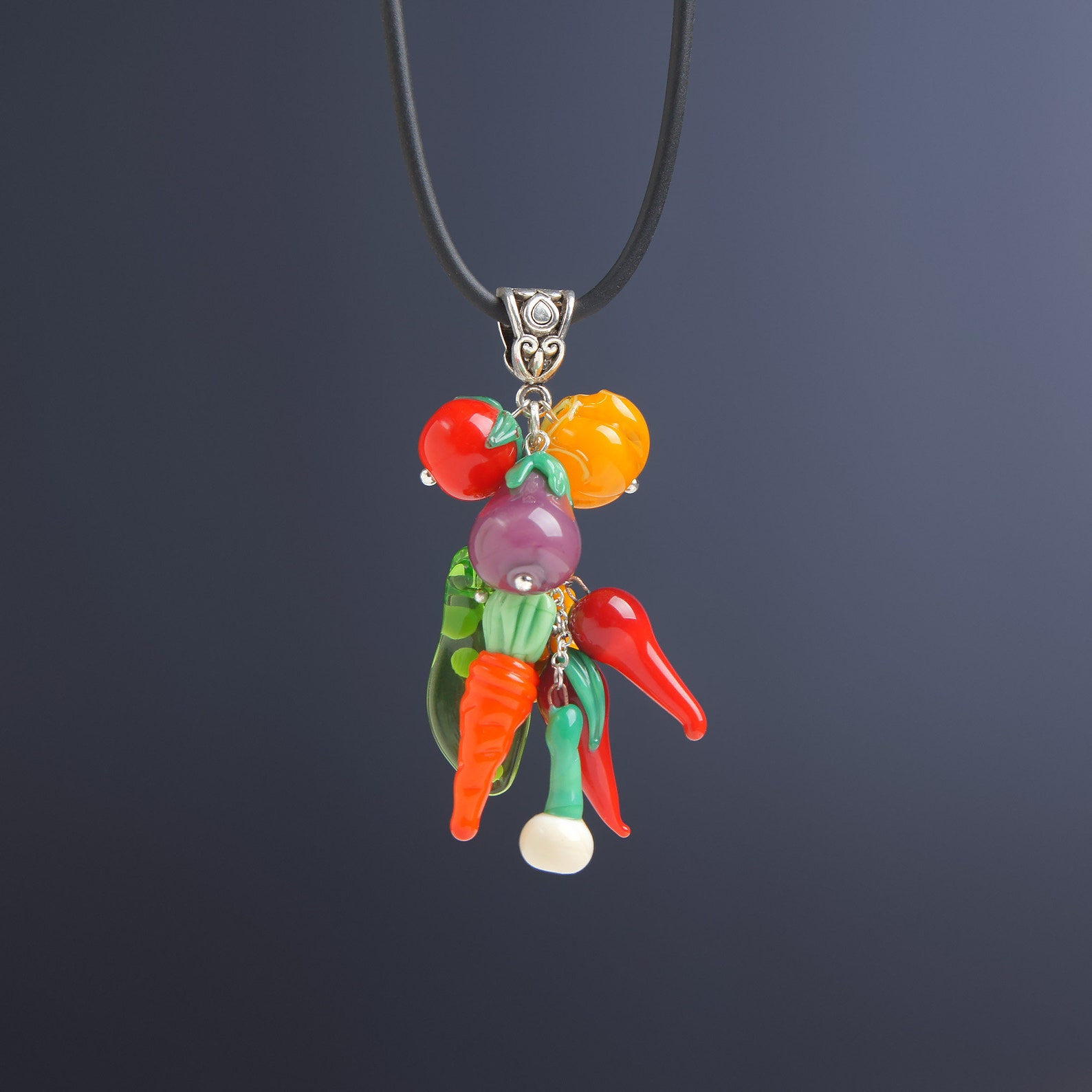 Glass Vegetable Necklace Cute Nature Pendant Vegan Necklace Etsy