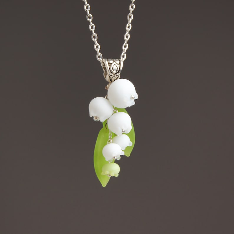 Lily of the Valley Necklace Spring Necklace Pendant Green Etsy
