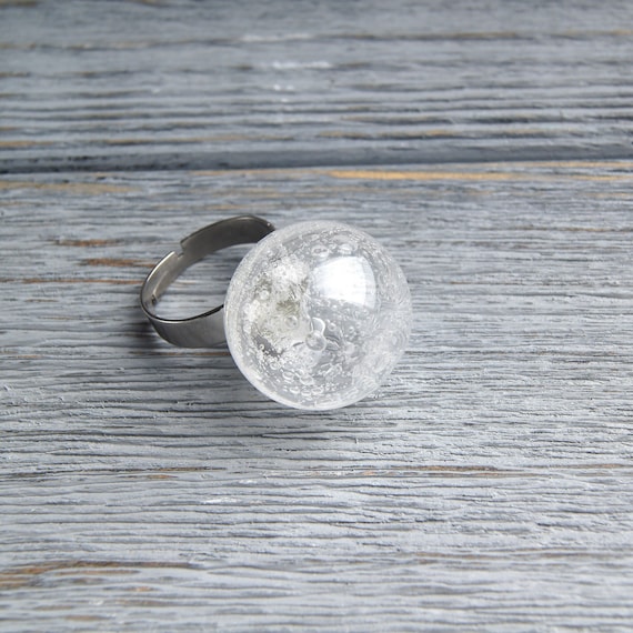 Soda Glass Ball Ring Statement Clear Glass Bubble Ring Gift for Women Hollow Ball Adjustable Transparent Lampwork Ring Etsy Canada