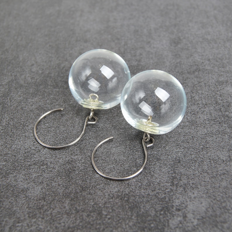 Clear Glass Bubble Earrings Glass Ball Earrings Clear Earrings Etsy