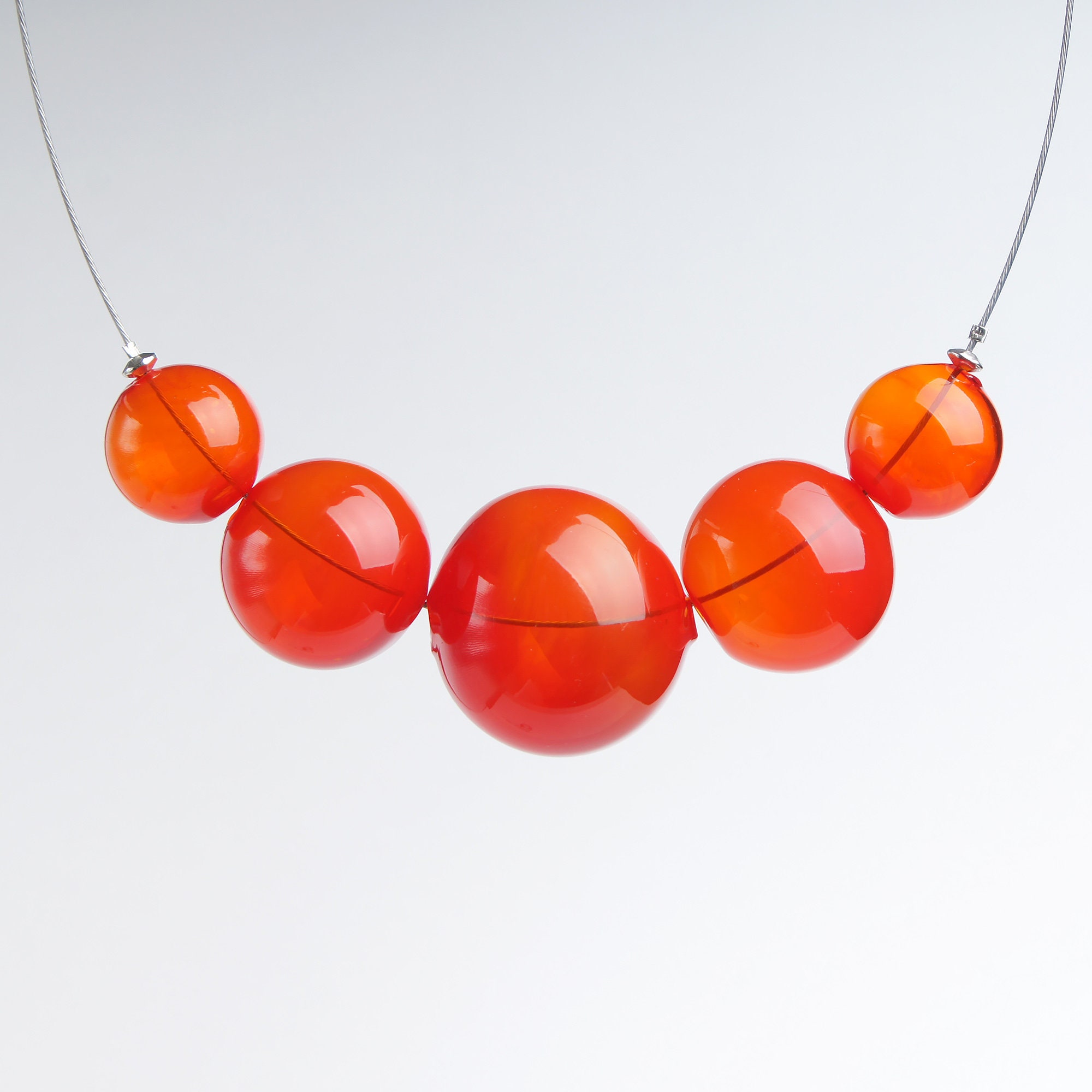 Large red necklace Glass bubble necklace Red chunky necklace Etsy