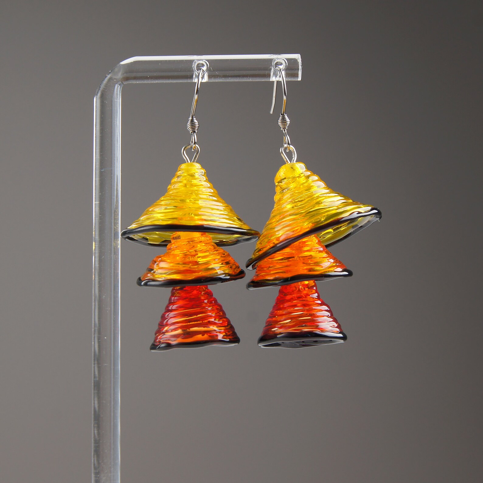 Orange Yellow Earrings Bright Statement Earrings Big Earrings Etsy
