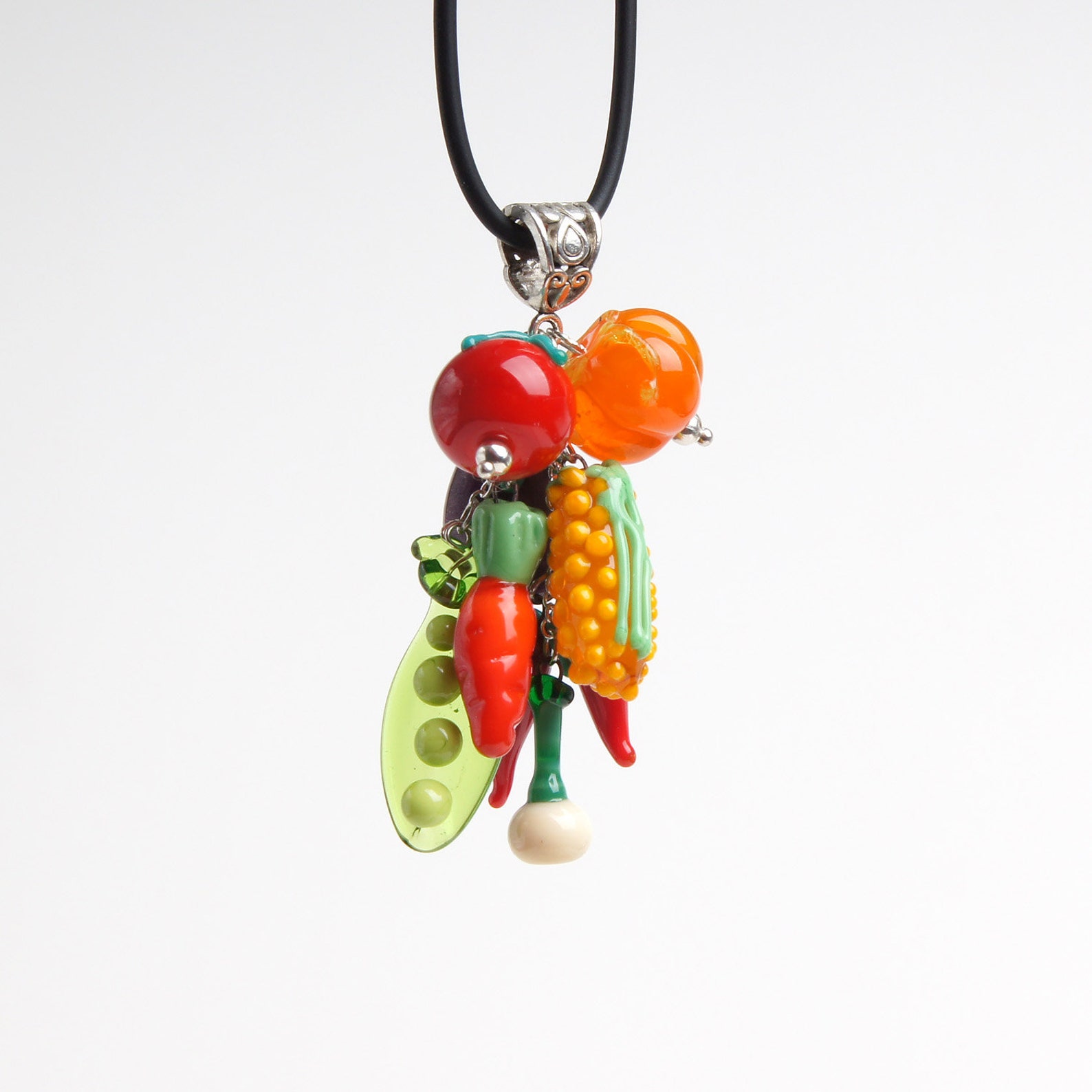 Glass Vegetable Necklace Cute Nature Pendant Vegan Necklace Etsy
