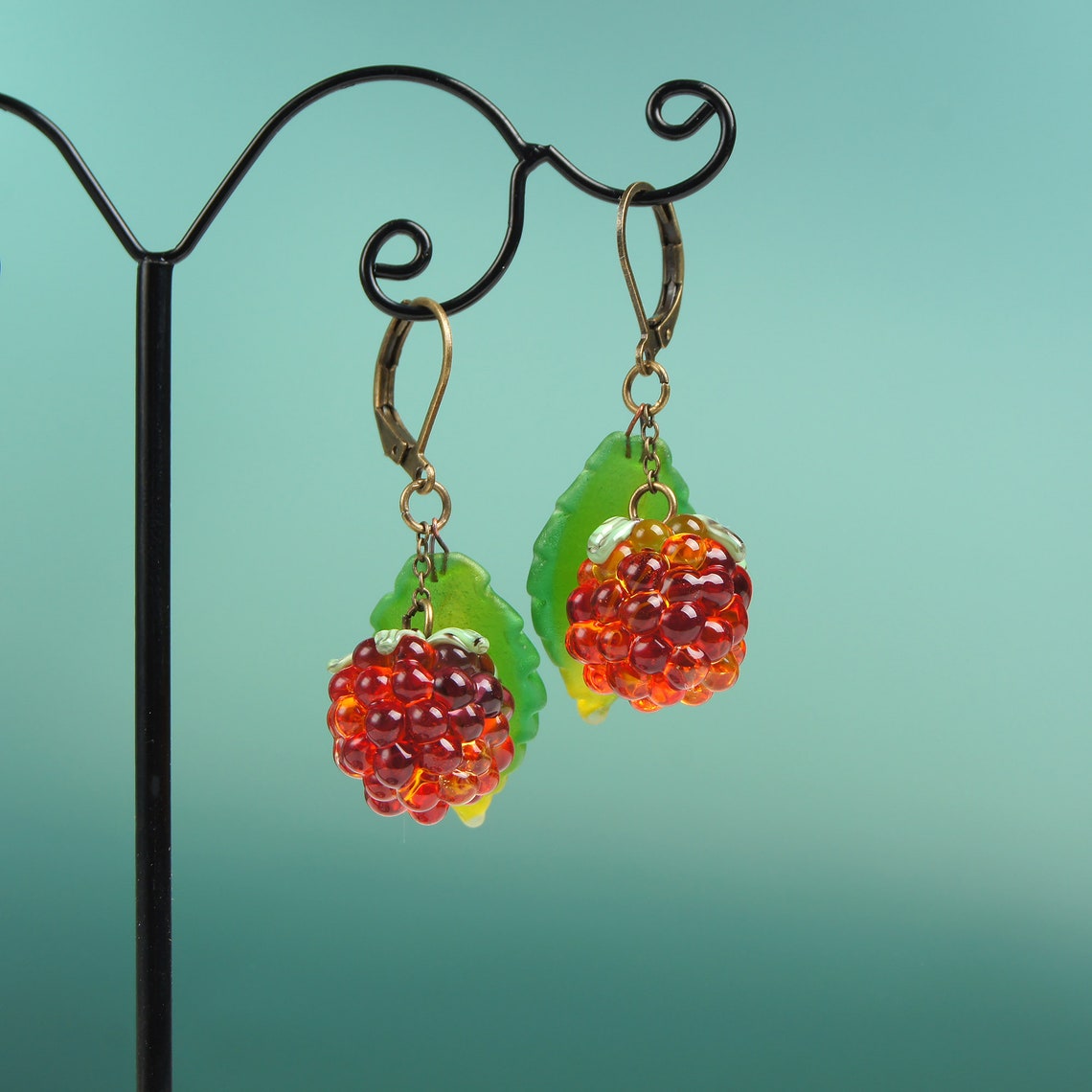 Glass fruit earrings Blackberry earrings Glass berry earrings Etsy