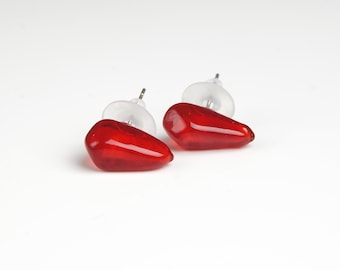 Pomegranate seed earrings Glass fruit stud earrings Red berry earrings silver Pomegranate earrings for women Pomegranate jewelry