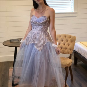 white christmas dresses Periwinkle V-Neck Floral Embroidery A-Line Long Prom Dress – FancyVestido