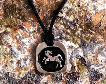 Horse Necklace, Horse Pendant, Chinese Zodiac Necklace, Year of the Horse Lucky Charm Necklace, Horse Birthday Necklace,  Mens necklace,