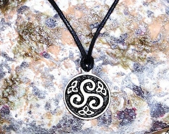Celtic Triskelion Pewter Pendant Necklace, Irish Scottish Jewelry