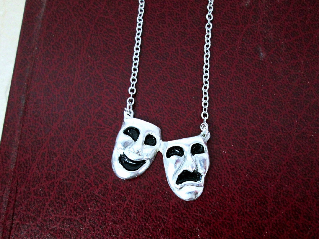 Comedy Tragedy Mask Necklace, Drama Mask Necklace, Theatre Mask Necklace, Actor Actress Artist