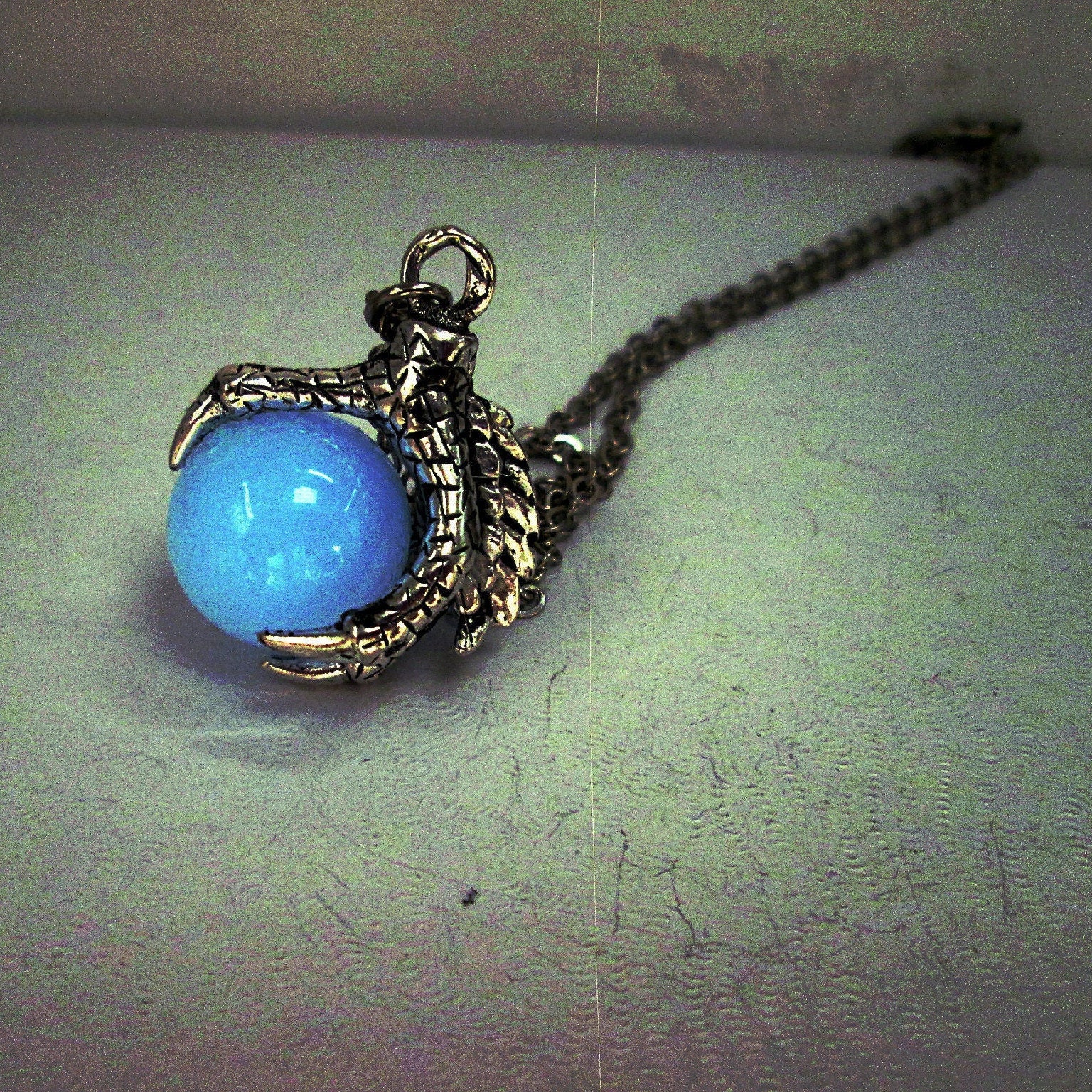Dragon Claw Necklace / Silver Dragon Claw Pendant Blue Goldstone Blue Sand Dragon  Claw Fantasy Renaissance Faire Boho Sparkly Glitter Orb - Etsy